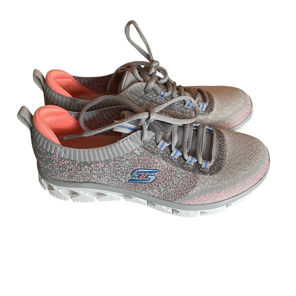Skechers Glide-Step Flex Grey Knit Sneakers 104308 Women's 7.5 Goodyear Sole